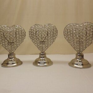 Heart Shape Metal Tealight Candle Holder Crystal Jewell Beads Home Decor